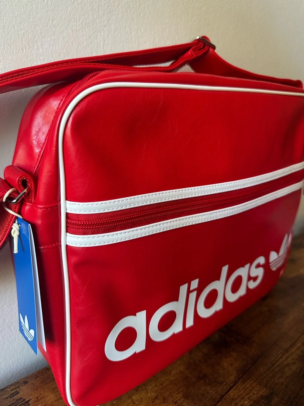 Adidas Retro Red Shoulder Messenger Bag w/ White Stripe Trefoil Airliner OG NWT